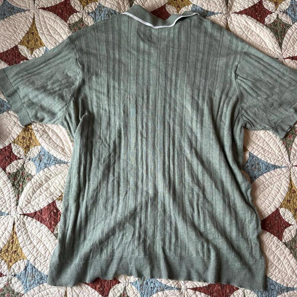 Men’s American Eagle weekend tipped sweater polo shirt sage green size XXL - Picture 6 of 7
